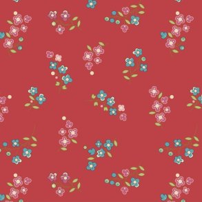 EQP Patchworkstof - Forget me not - Crimson