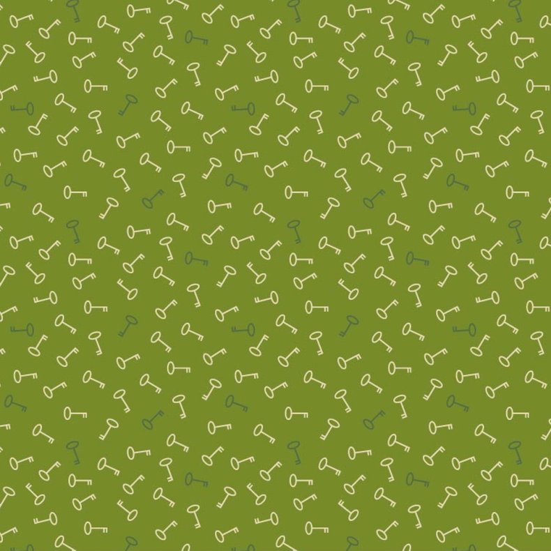EQP Patchworkstof - Keys - Forest green