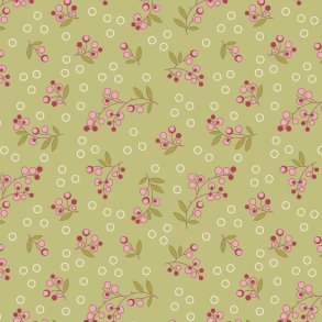 EQP Patchworkstof - Wild berries - Light Olive