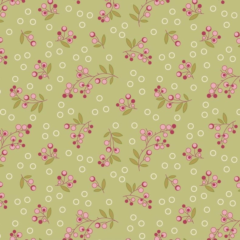 EQP Patchworkstof - Wild berries - Light Olive