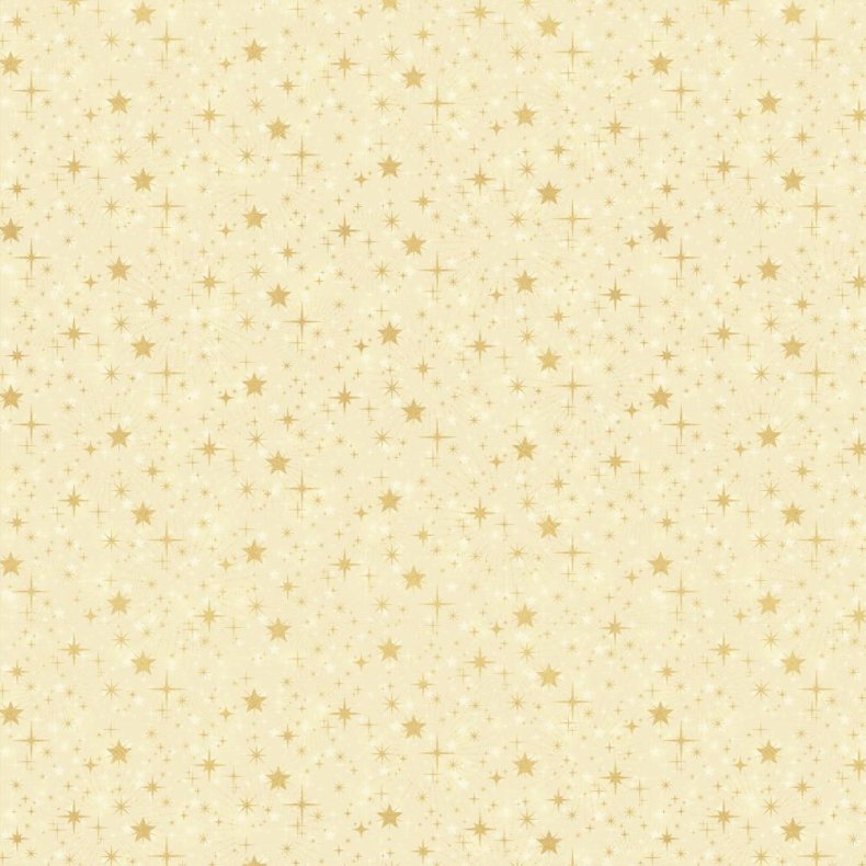 Julepatchworkstof - Stars - Cream