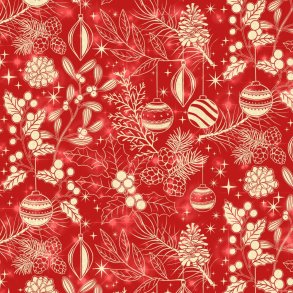 Julepatchworkstof - Warmth & Cheer - Red