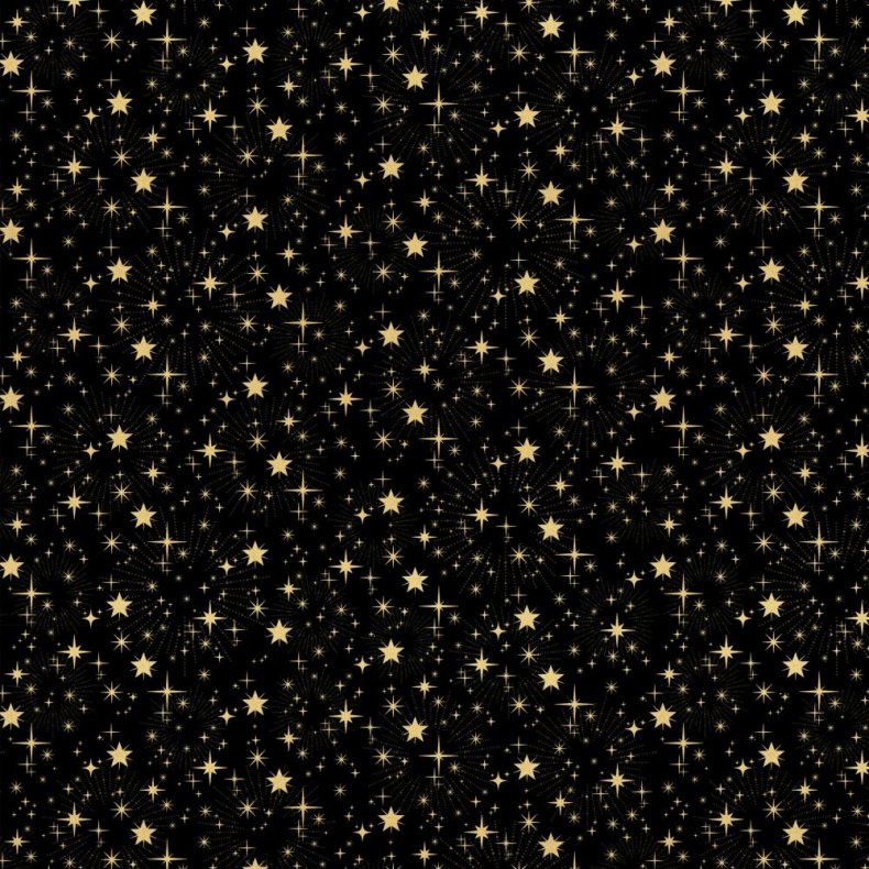 Julepatchworkstof - Stars - Black