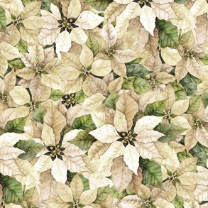 Julestof - Packed Poinsettia - Cream