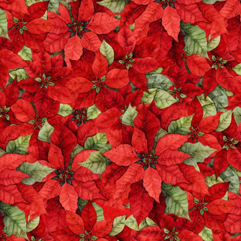 Julestof - Packed Poinsettia - Red