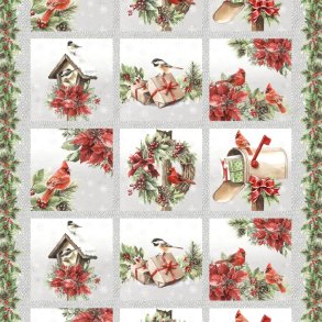 Julestof - Feathered Festivities - Panel 60cm