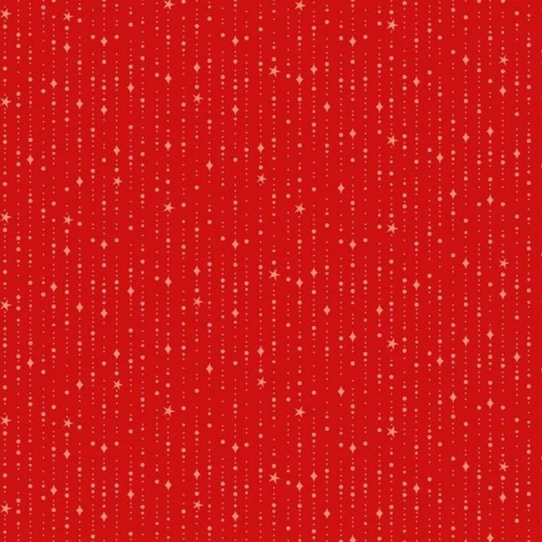 Julepatchworkstof - Dots &amp; Stars - Red