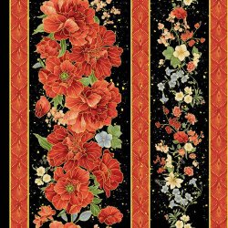 Patchworkstof - Asian floral stripe