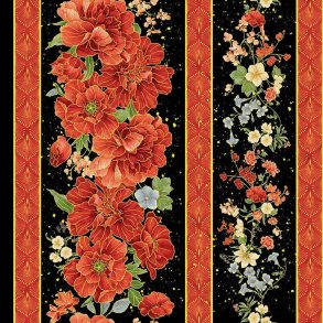 Patchworkstof - Asian floral stripe