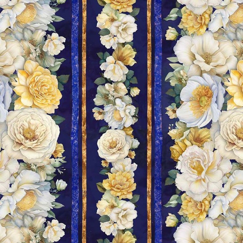 Patchworkstof - Lumi�re floral stripe