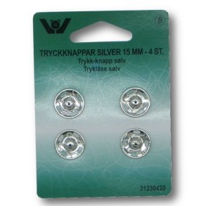 Trykknap 15mm - S�lv til P�syning