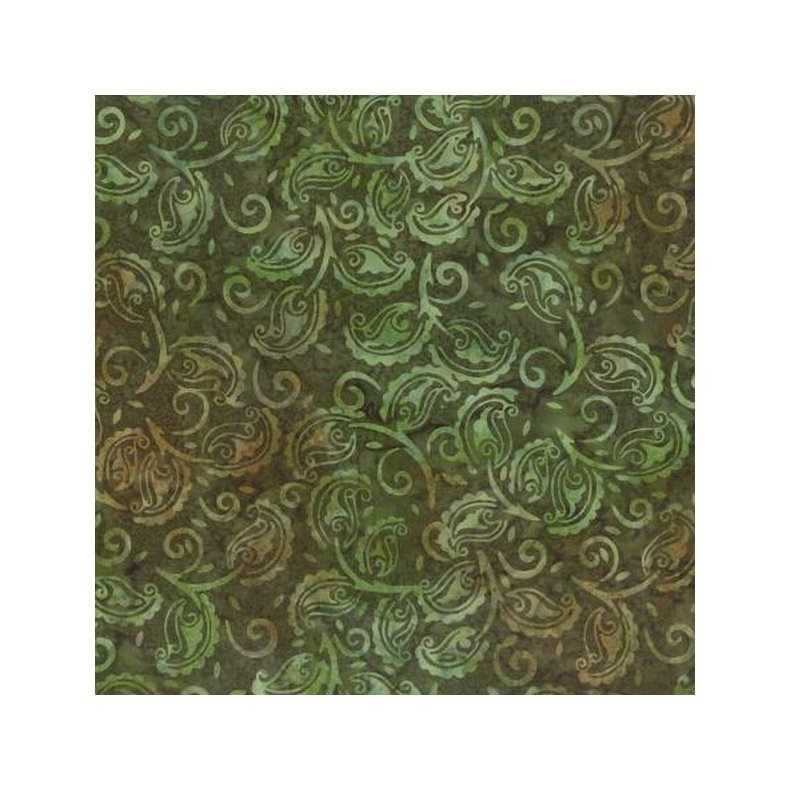 Batikstof - Paisley Stilk Gr�n