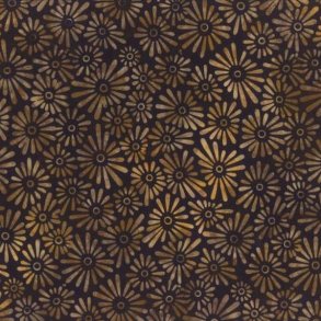 Batikstof - Flower Field Black Gold