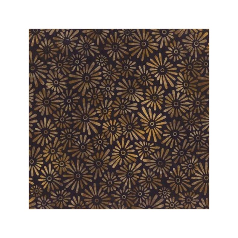 Batikstof - Flower Field Black Gold