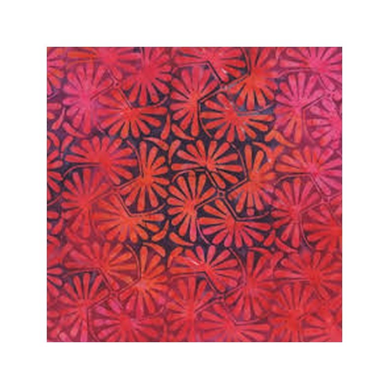 Batikstof - Fans Fuchsia Orange
