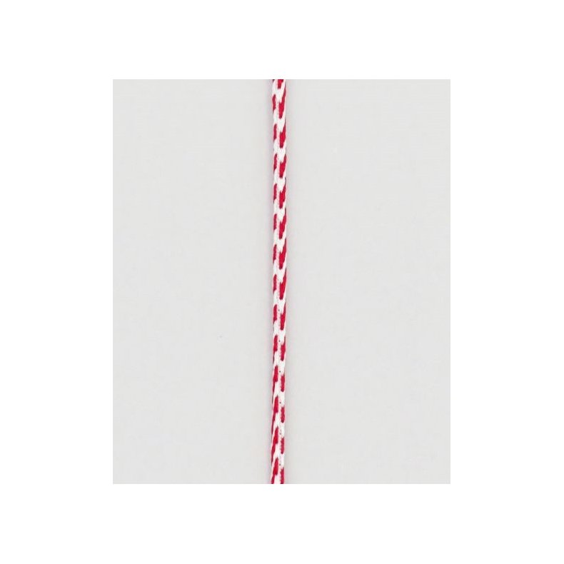 Hvid og r�d polyestersnor 3mm