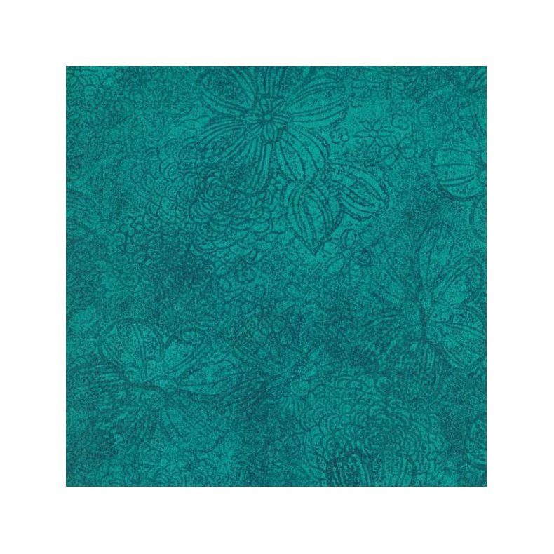 Tone-i-tone basisstof - Floral Etch Turquoise
