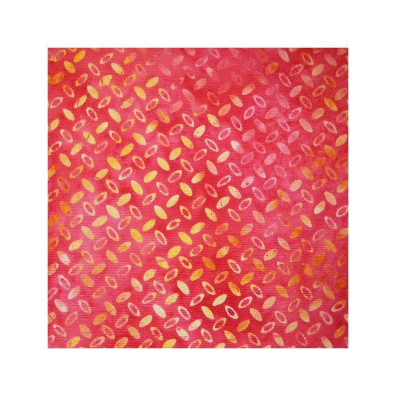 Batikstof - Anthology Gulorange Ellipser p� Pink