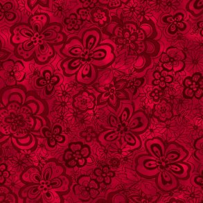 Bagside Patchworkstof - Floral - Cherry