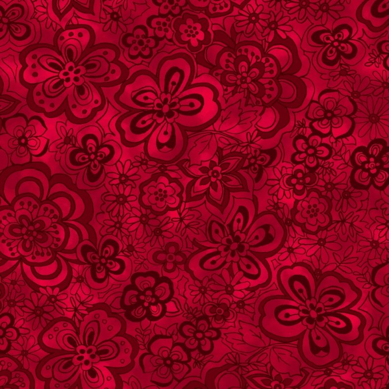 Bagside Patchworkstof - Floral - Cherry