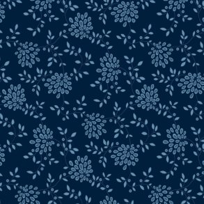 Bagside flannelstof - Contemporary floral - Navy