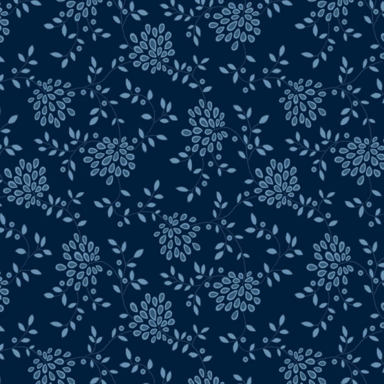 Bagside flannelstof - Contemporary floral - Navy