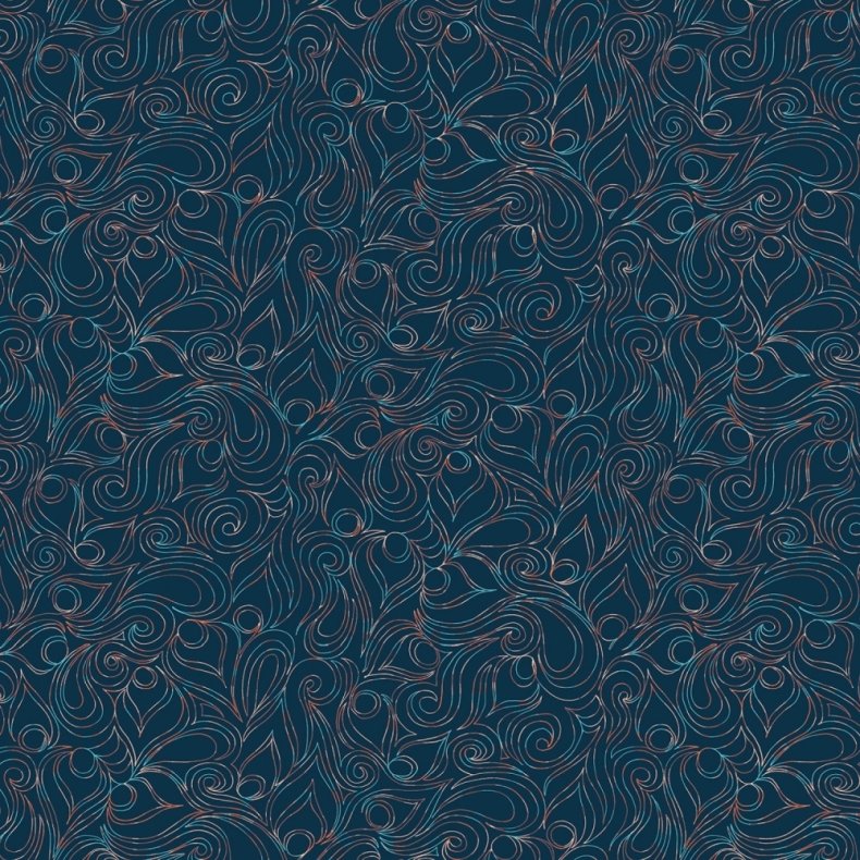 Bagside Patchworkstof - Navy Multi Wisp