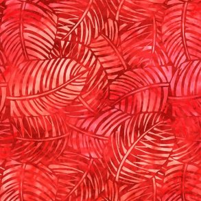 Bagside Patchworkstof - Palm leaves Red