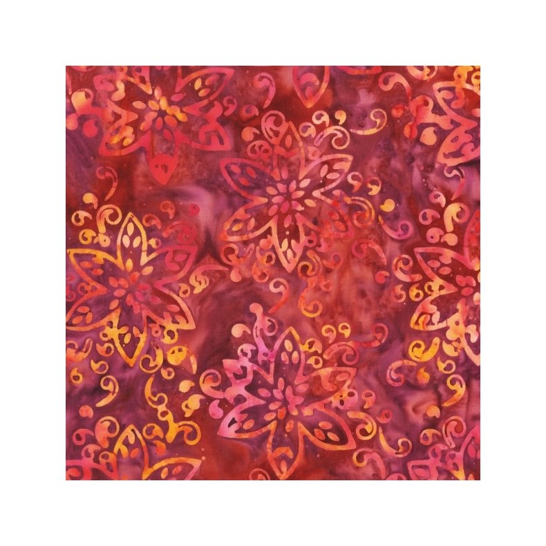 Reststykke - 64 batikstof sangria - 135 cm