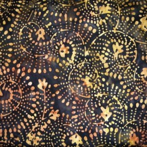 Batikstof - Anthology Sort Karry Prikblomster