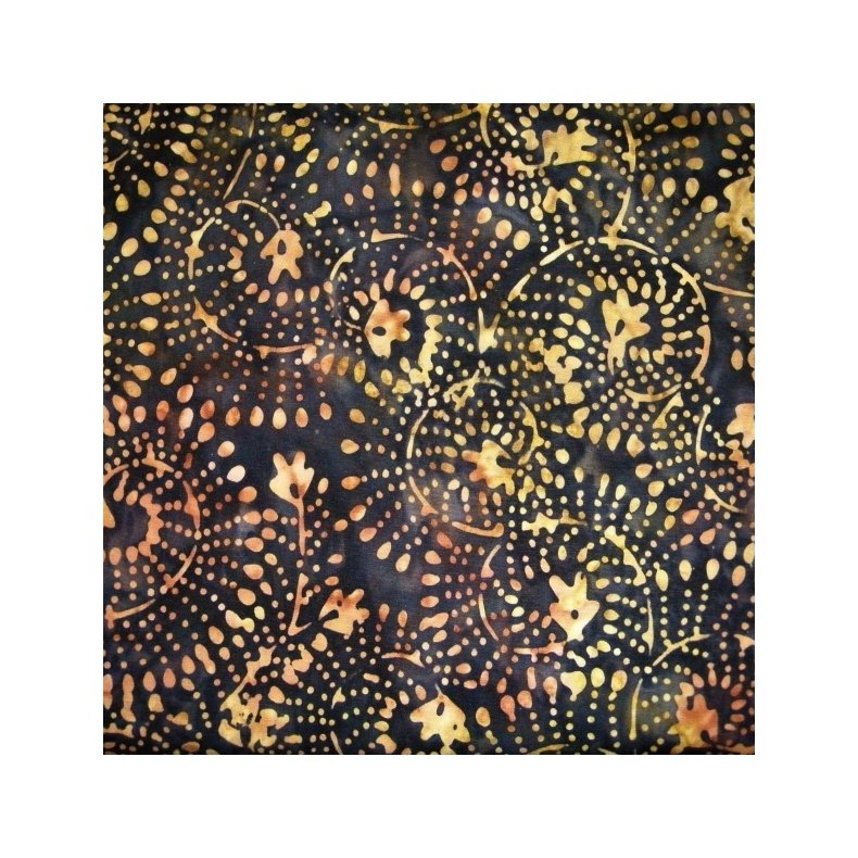 Batikstof - Anthology Sort Karry Prikblomster