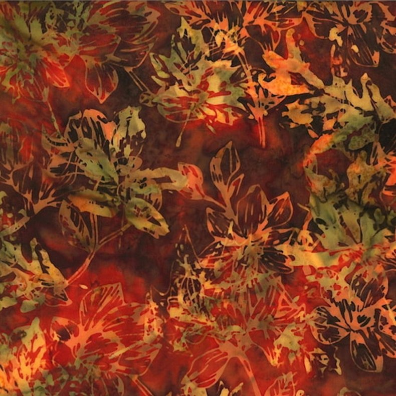 Batikstof - Big flower - Autumn