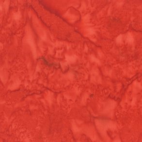 Batikstof - Ensfarvet Meleret M�rk Orange - Bird Of Paradise 