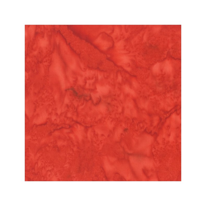 Batikstof - Ensfarvet Meleret M�rk Orange - Bird Of Paradise 