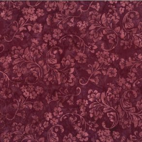 Batikstof - Flowers burgundy