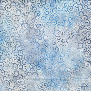 Batikstof - Crescent swirls blue gray