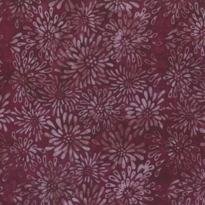 Batikstof - Dancing Petals Burgundy