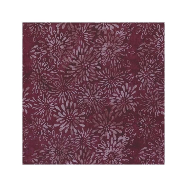 Batikstof - Dancing Petals Burgundy