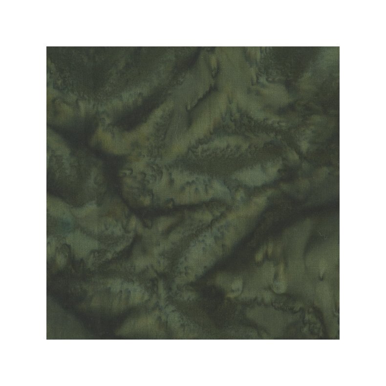 Batikstof - Ensfarvet Meleret Army Gr�n - Dark Forest 