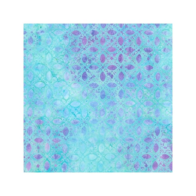 Batikstof - Fancy Feathers Aqua