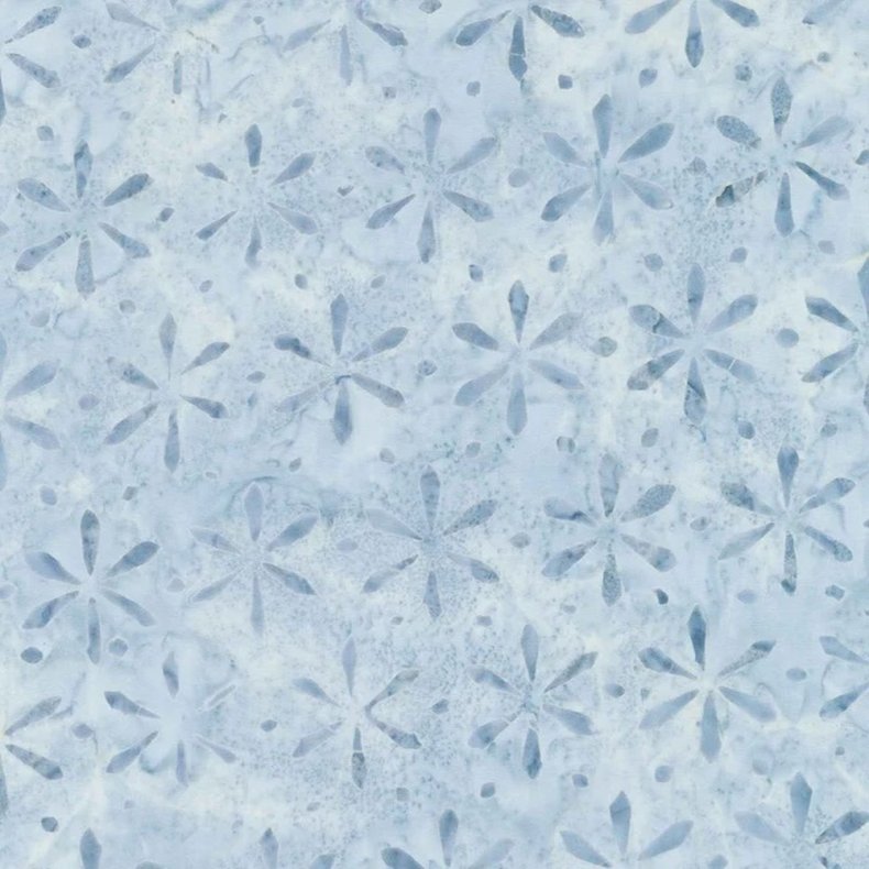 Batikstof - Flower stamp - Steel