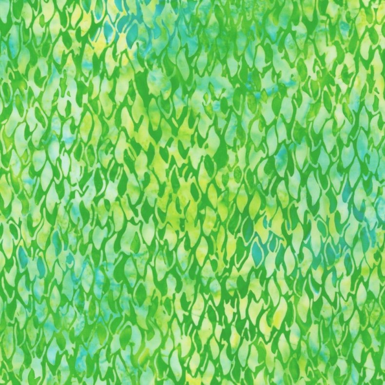 Batikstof - Leaves - Green
