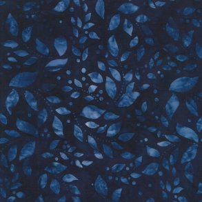 Batikstof - Leaves Indigo