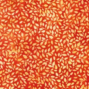 Batikstof - Leaves - Persimmon