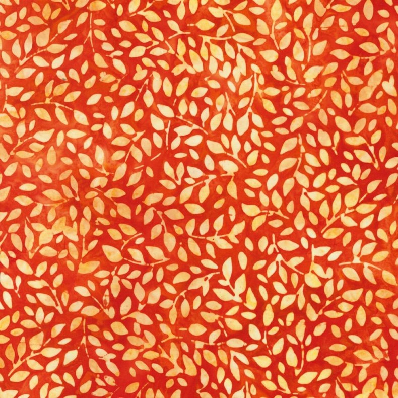 Batikstof - Leaves - Persimmon