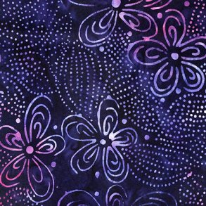 Batikstof - Simple blooms - Dark purple