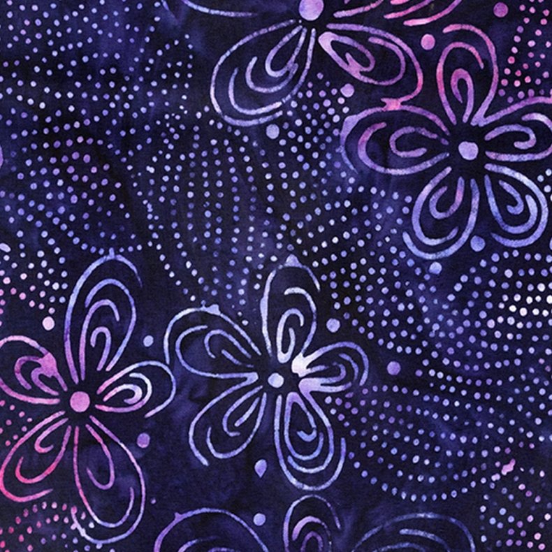 Batikstof - Simple blooms - Dark purple