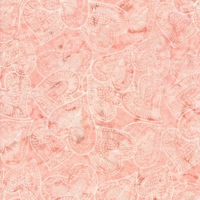 Batikstof - Textured hearts - Salmon
