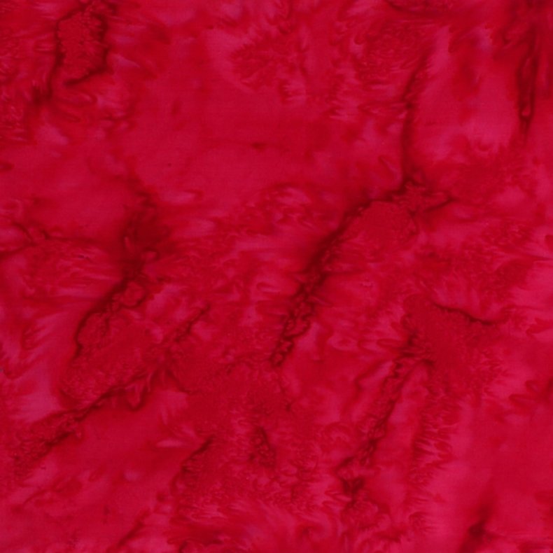 Batikstof - Ensfarvet Meleret - Red