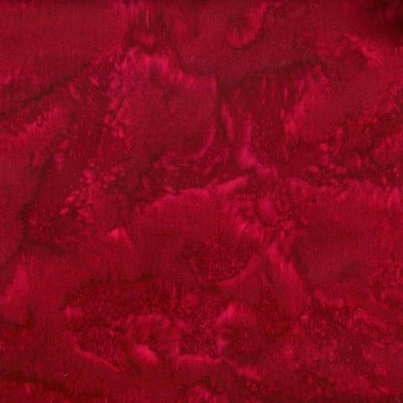 Batikstof - Ensfarvet Meleret - Ruby